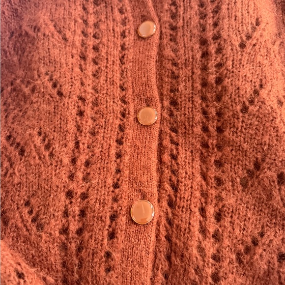 Sezane Burnt Orange Button-Front Knit Cardigan - Picture 4 of 6